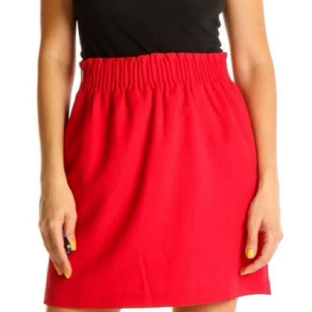 ✨J. Crew Ruched Waist Neon Red Mini Sz 8 Skirt